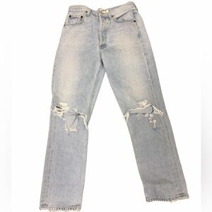 AGOLDE Riley Crop Jean Size 26 Distressed Light Wash Denim